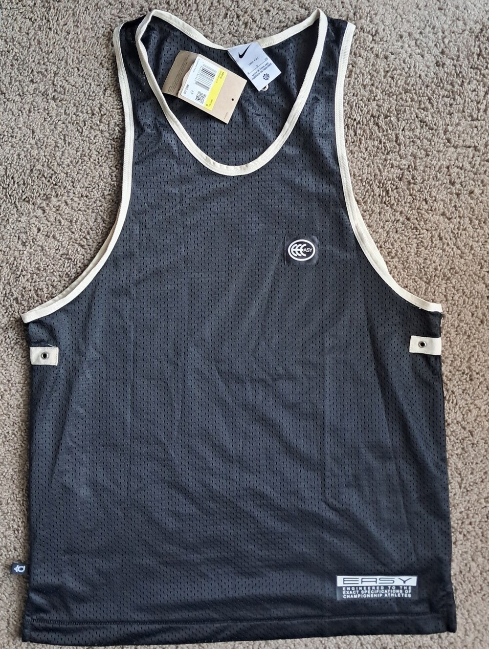 Nike Kevin Durant Kd Easy Black Cream Basketball Tank Jersey Size Small - Picture 4 of 6
